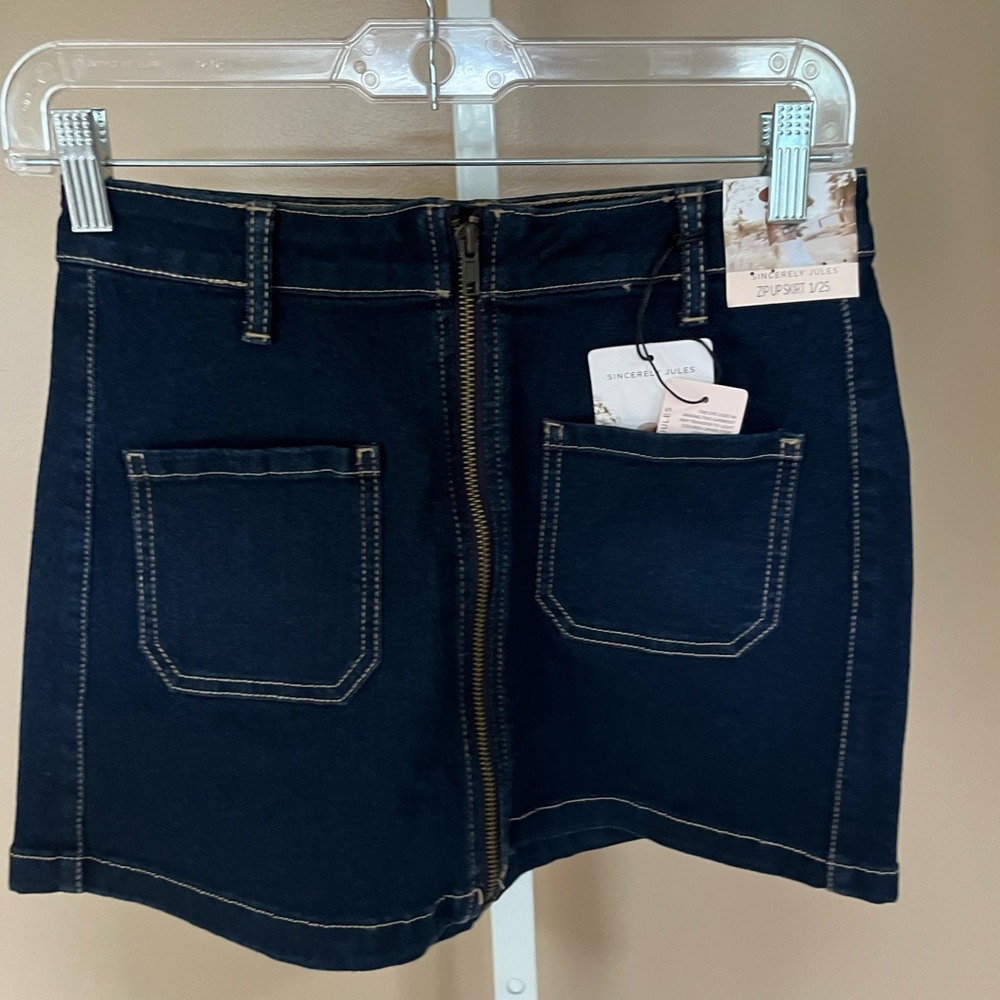 Sincerely Jules Zip Up Denim Skirt. NWT